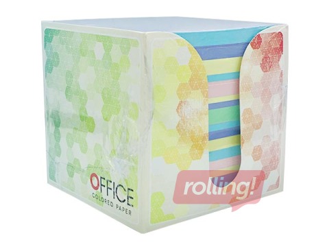 Piezīmju papīrs OFFICE kastītē, dažādas krāsas, 8.5x8.5cm, 800 lapas