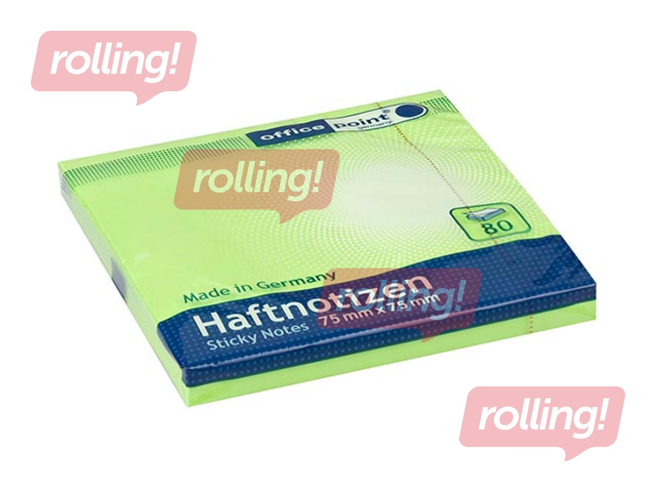 Līmlapiņas Office Point, spilgti zaļas, 75x75mm, 80 lapiņas