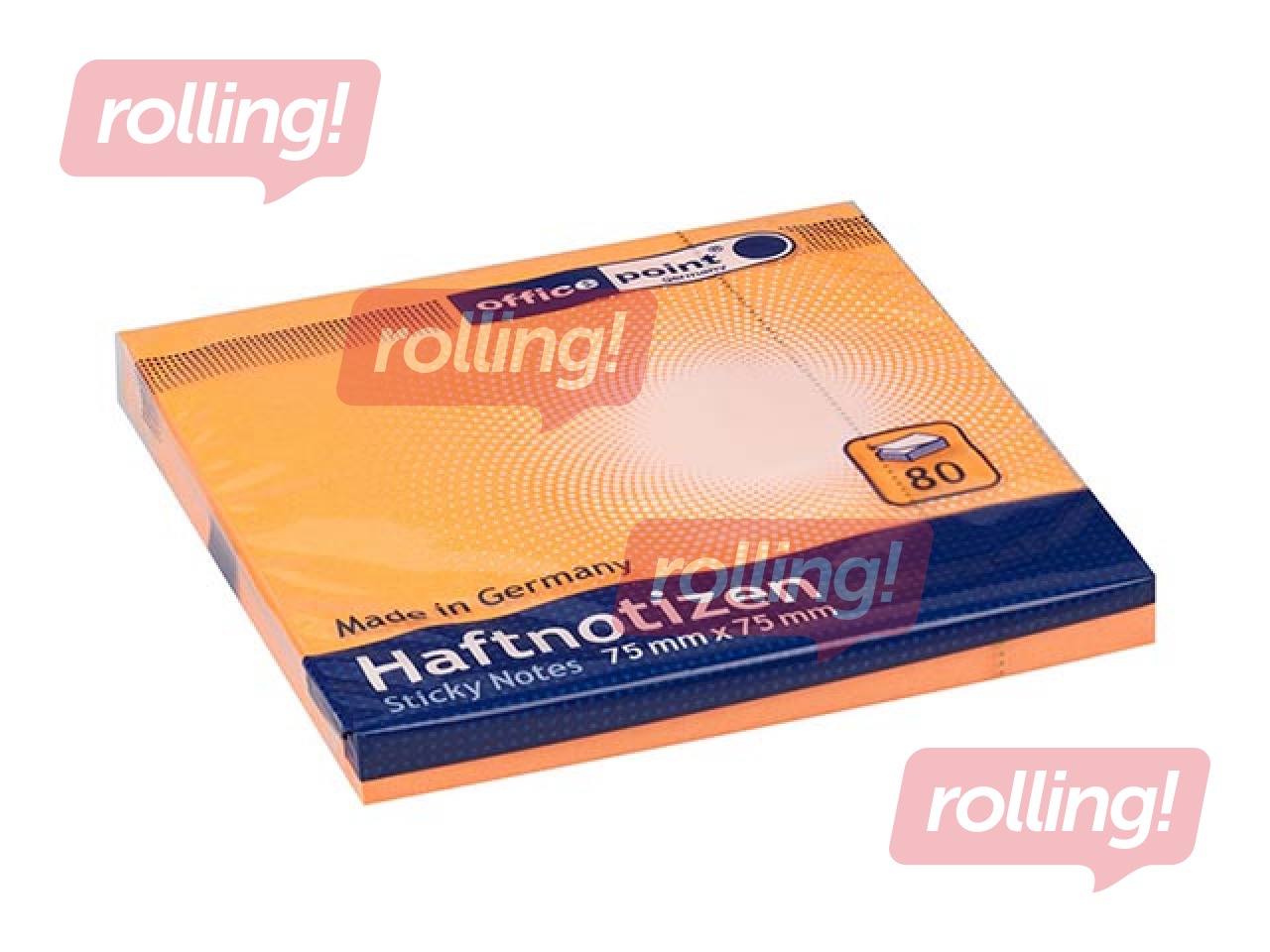 Sticky notes Office Point, bright orange, 75x75mm, 80 sheets