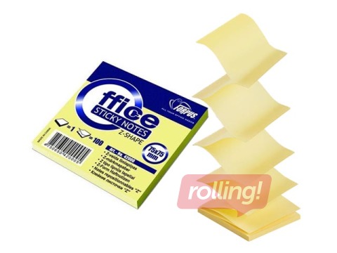 Клейкие листочки Z-типа Forpus, жёлтые, 76x76мм, 100 листов