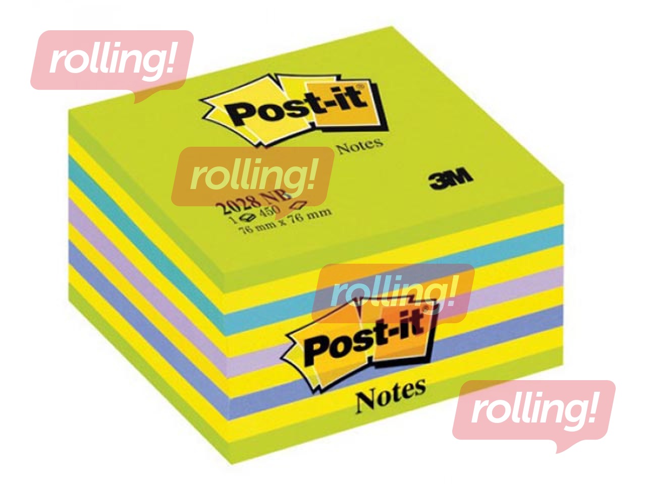 Līmlapiņu kubs Post-it, neonzaļš, 76x76mm, 450 lapiņas 