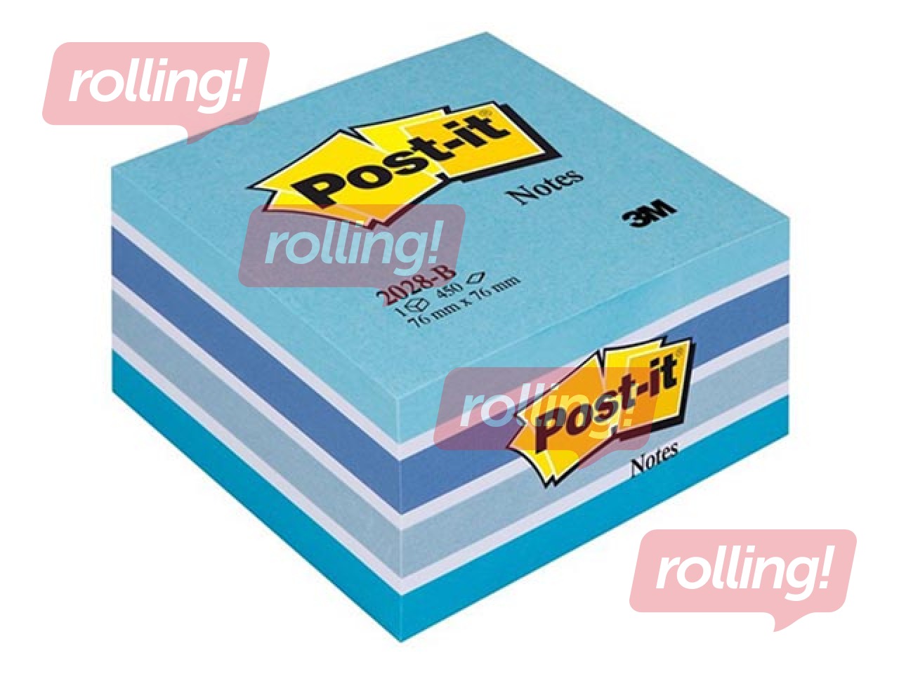 Līmlapiņu kubs Post-it, pasteļzils, 76x76mm, 450 lapiņas 