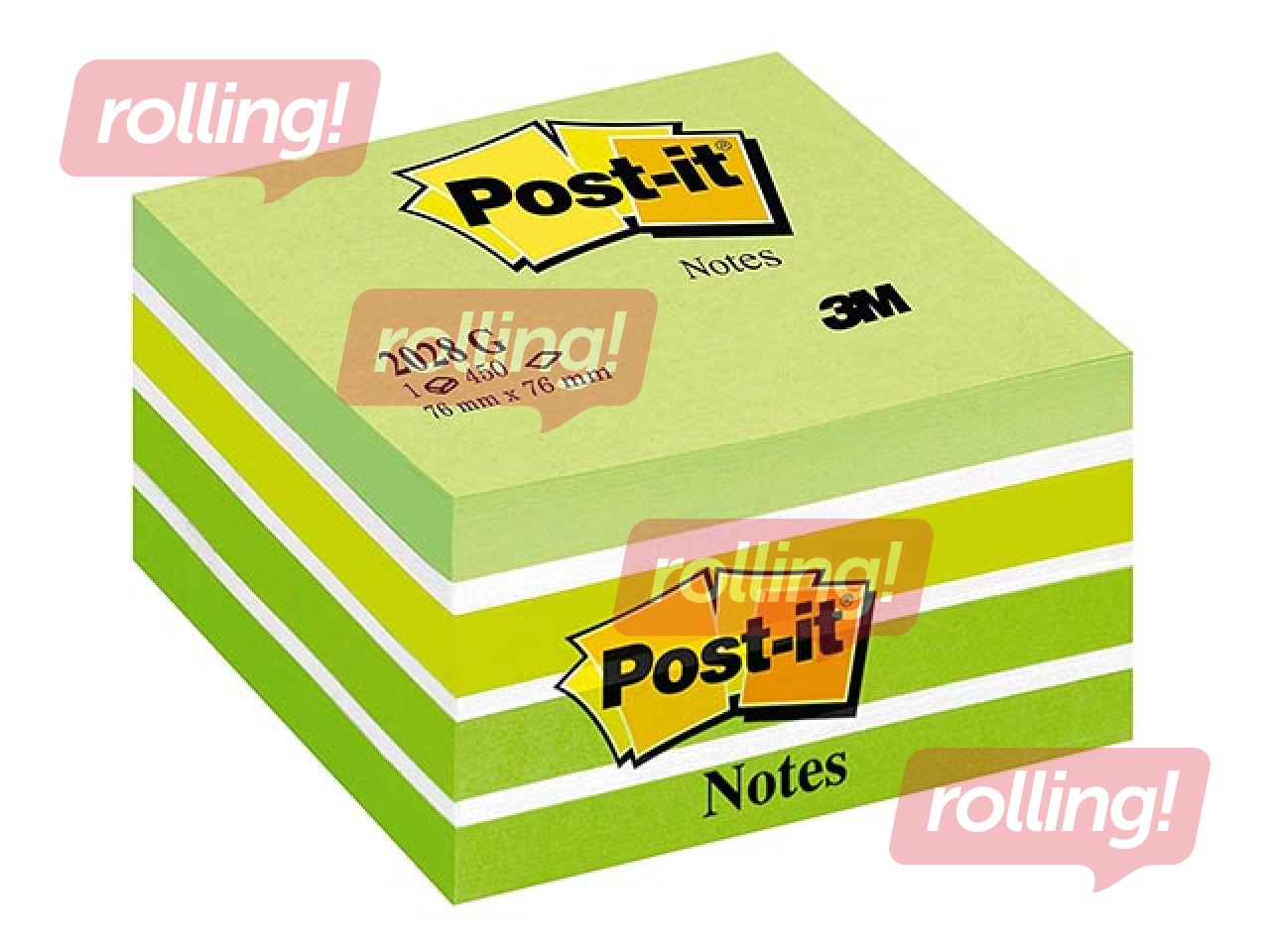 Līmlapiņu kubs Post-it, pasteļzaļš, 76x76mm, 450 lapiņas