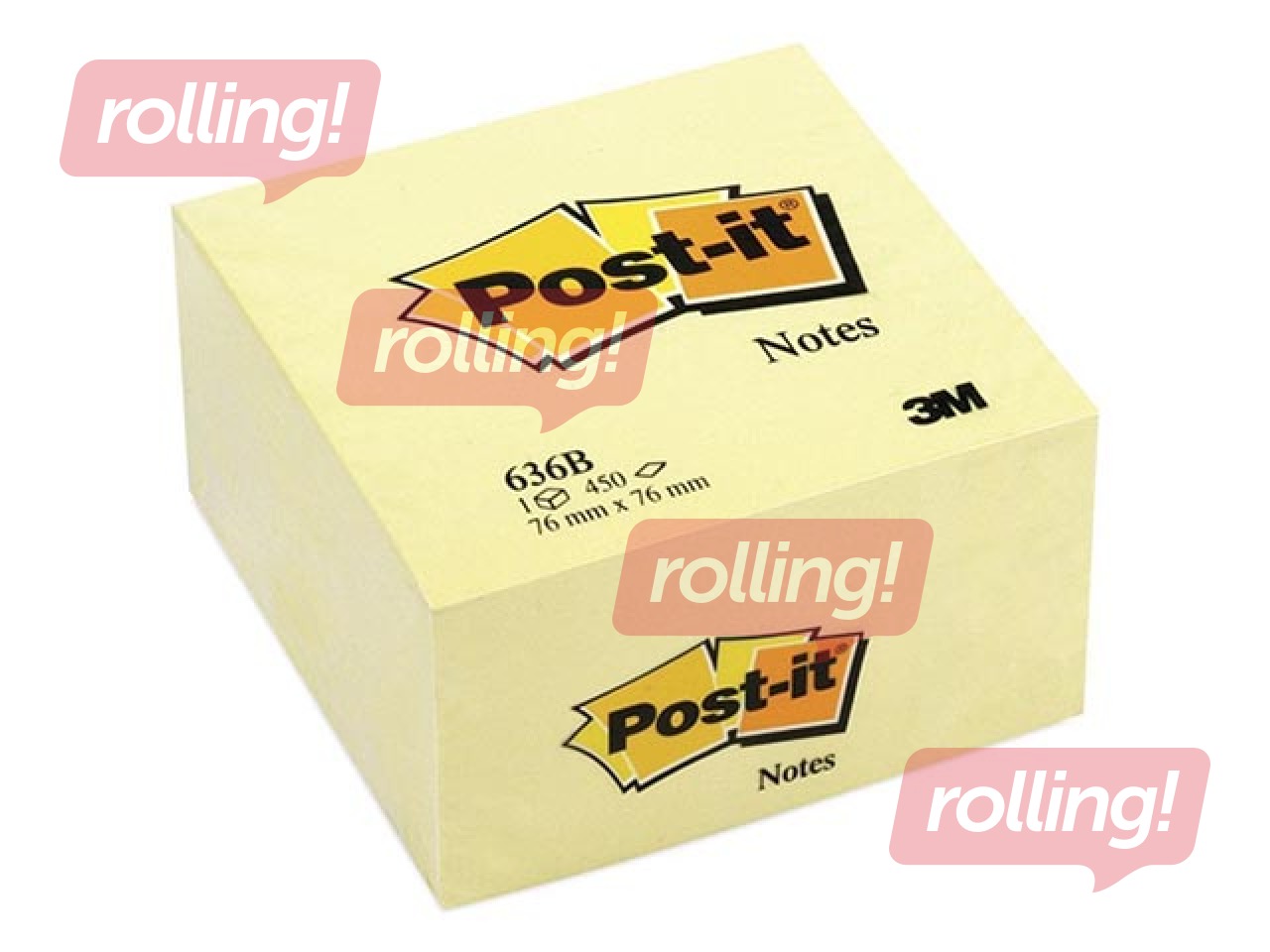 Līmlapiņu kubs Post-it, dzeltens, 76x76mm, 450 lapiņas