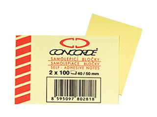 Līmlapiņas Concorde, dzeltenas, 50x40mm, 2x100 sheets