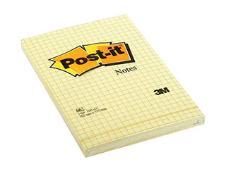Līmlapiņas Post-it, rūtiņu, dzeltenas, 102x152mm, 100 lapiņas