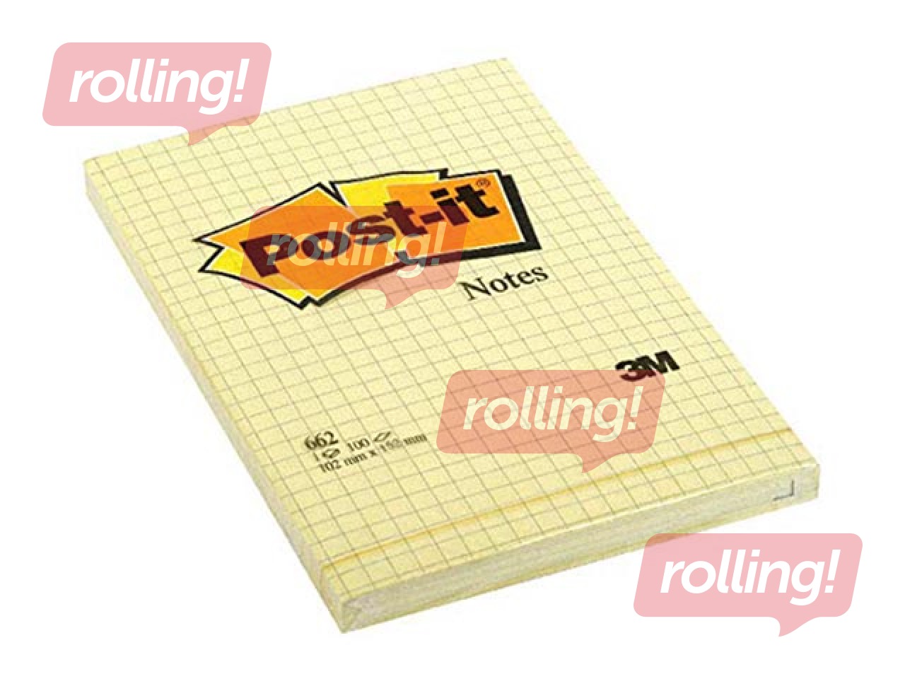 Līmlapiņas Post-it, rūtiņu, dzeltenas, 102x152mm, 100 lapiņas