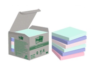 Līmlapiņas Post-it Recycled, pasteļkrāsas, 76x76mm, 6x100 lapiņas