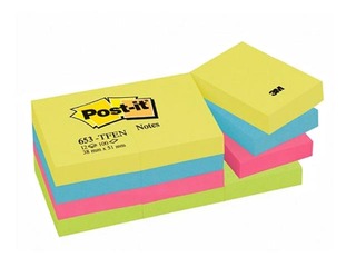 Post-it Energetic märkmepaber, iseliimuv, 38x51mm, 12x100 lehte + KAMPAANIA! Osta märkmepaber ja m