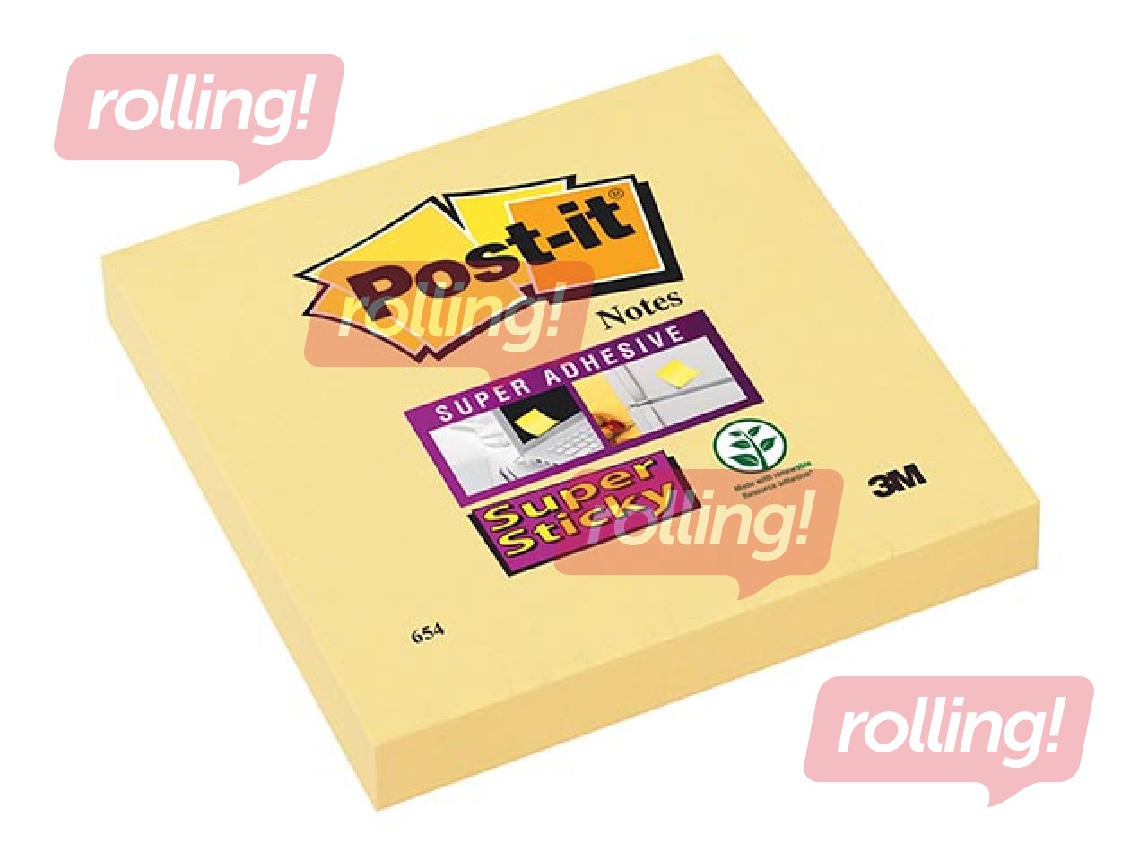 Līmlapiņas Post-it Super Sticky Canary, kanārijdzeltenas, 76x76mm, 90 lapiņas