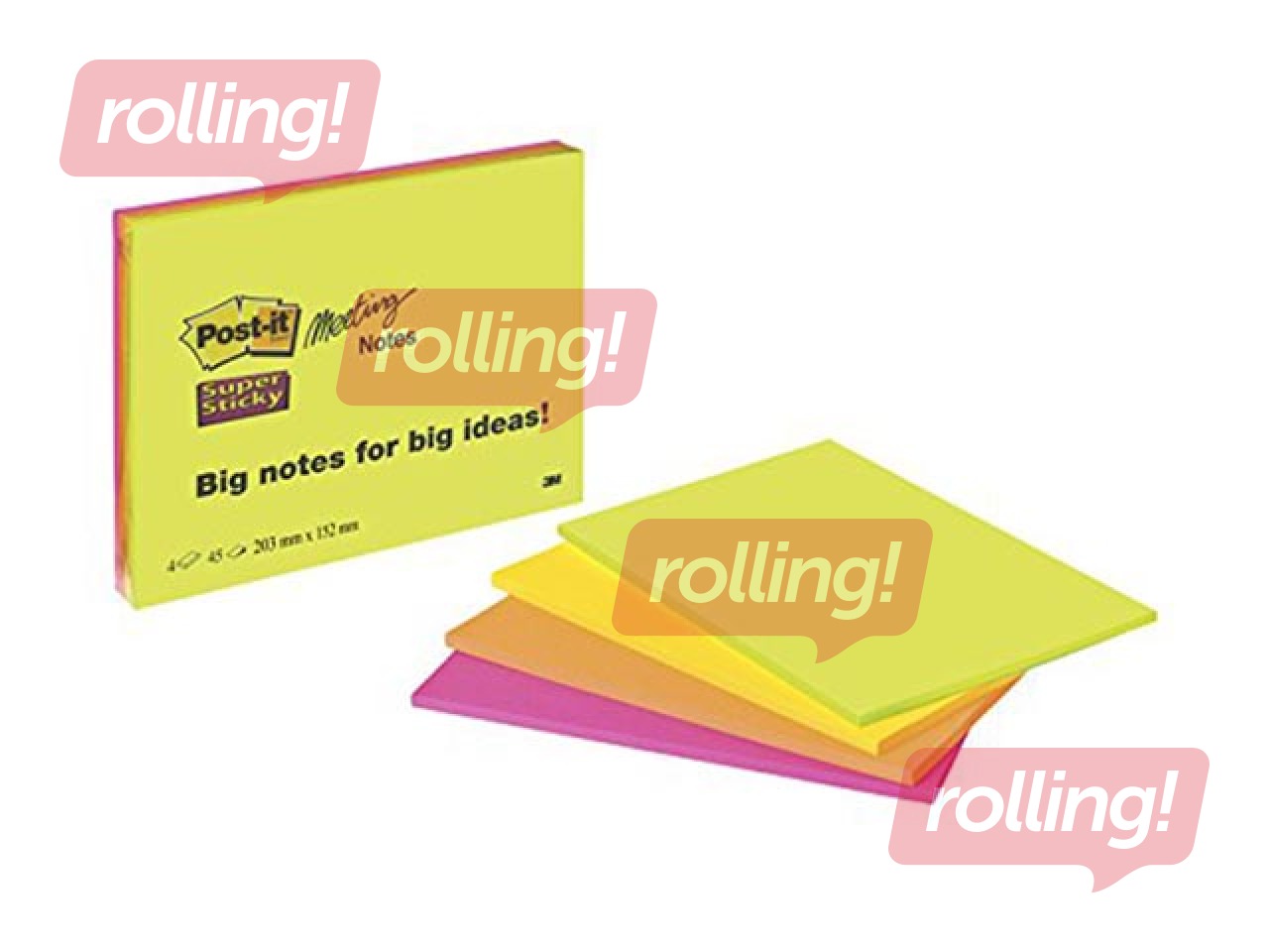 Līmlapiņas Post-it A5 Meeting Notes 6845-SSP, 152x203mm, 4x45 lapiņas 