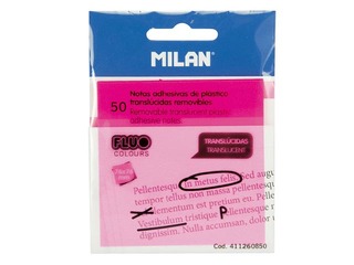 Клейкие листочки Milan, прозрачные, неоновые розовые, 76x76мм, 50 листья