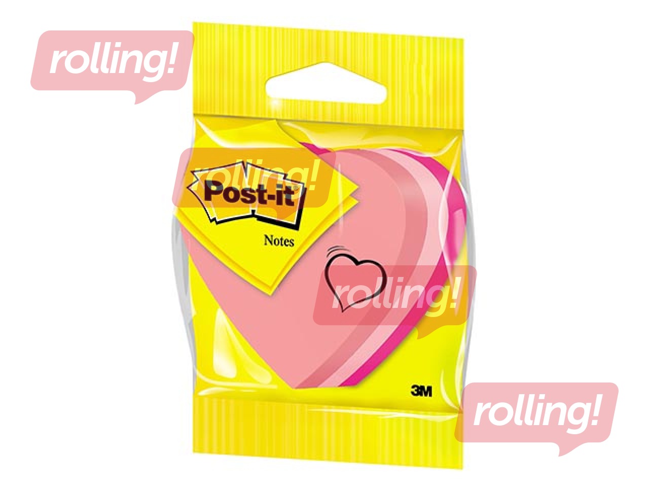 Sticky notes cube Post-it Heart, 3 colors, 225 sheets
