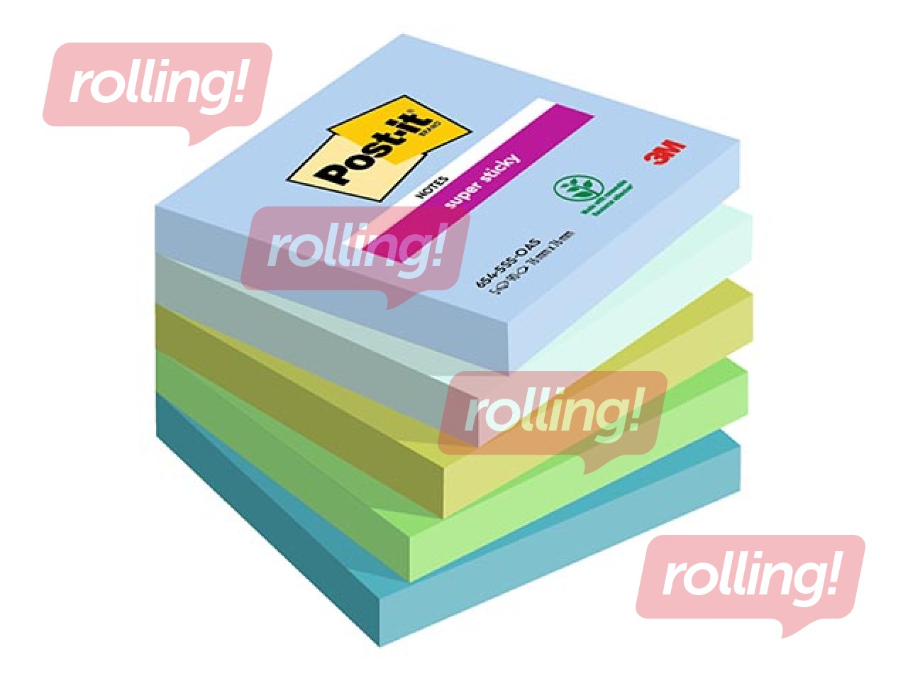 Līmlapiņas Post-It Super Sticky Oasis 76x76mm, 5x90 lapiņas + AKCIJA! Pērc līmlapiņas un saņe