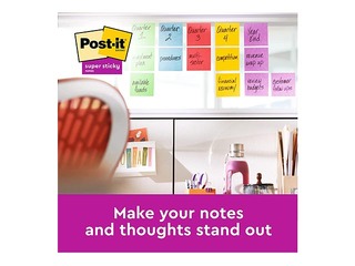 Līmlapiņas Post-It Super Sticky, līniju, dažādās krāsās, 100x100mm, 3x70 lapiņas