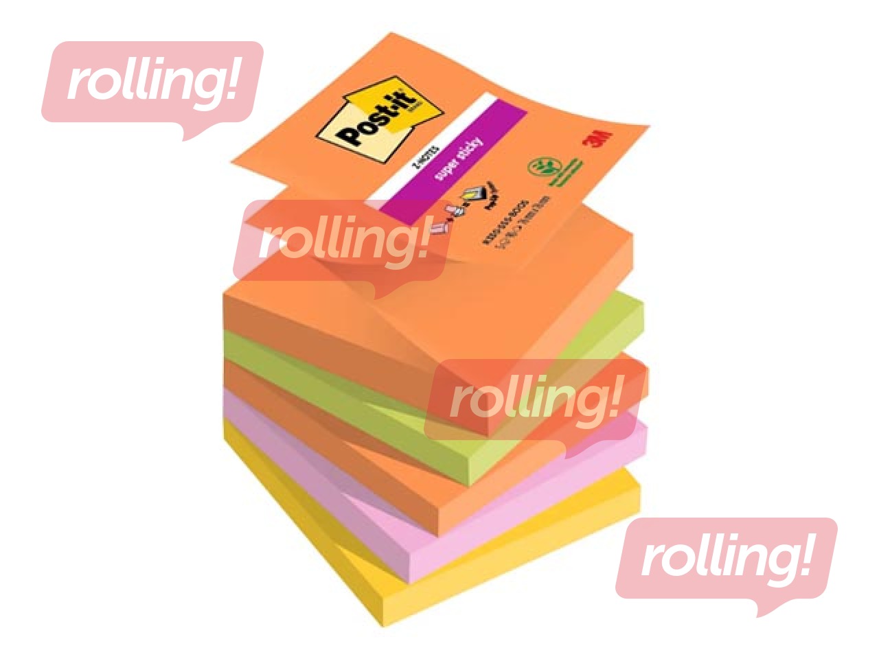 Liimiribaga paberid Z-tüüpi, Post-it Super Sticky Boost, 76x76mm, 5 x 90 lehte + KAMPAANIA! Ost