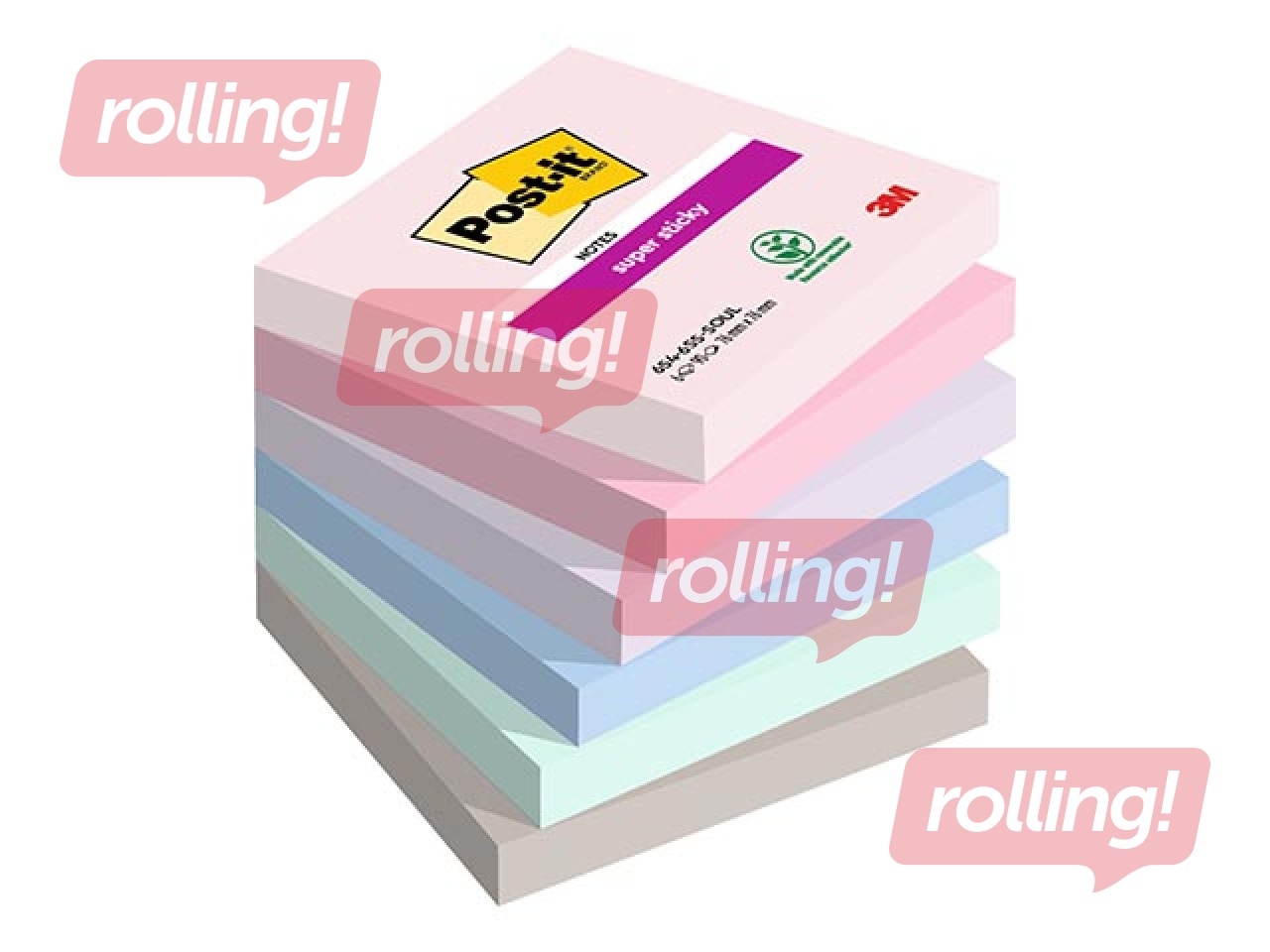 Līmlapiņas Post-It Super Sticky Soulful 76x76mm, 6x90 lapiņas + AKCIJA! Pērc līmlapiņas un saņe
