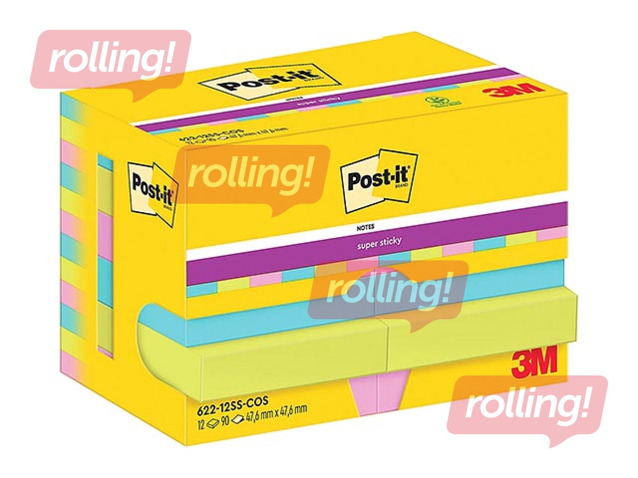 Sticky notes Post-It Super Sticky Cosmic 47.6x47.6mm, 12x90 sheets + GIFT! Purchase sticky notes an