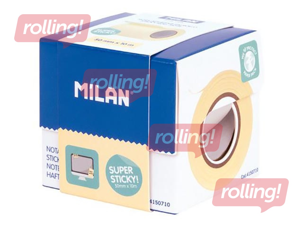 Līmlapiņu rullis Milan, dzeltens, 50mm x 10m