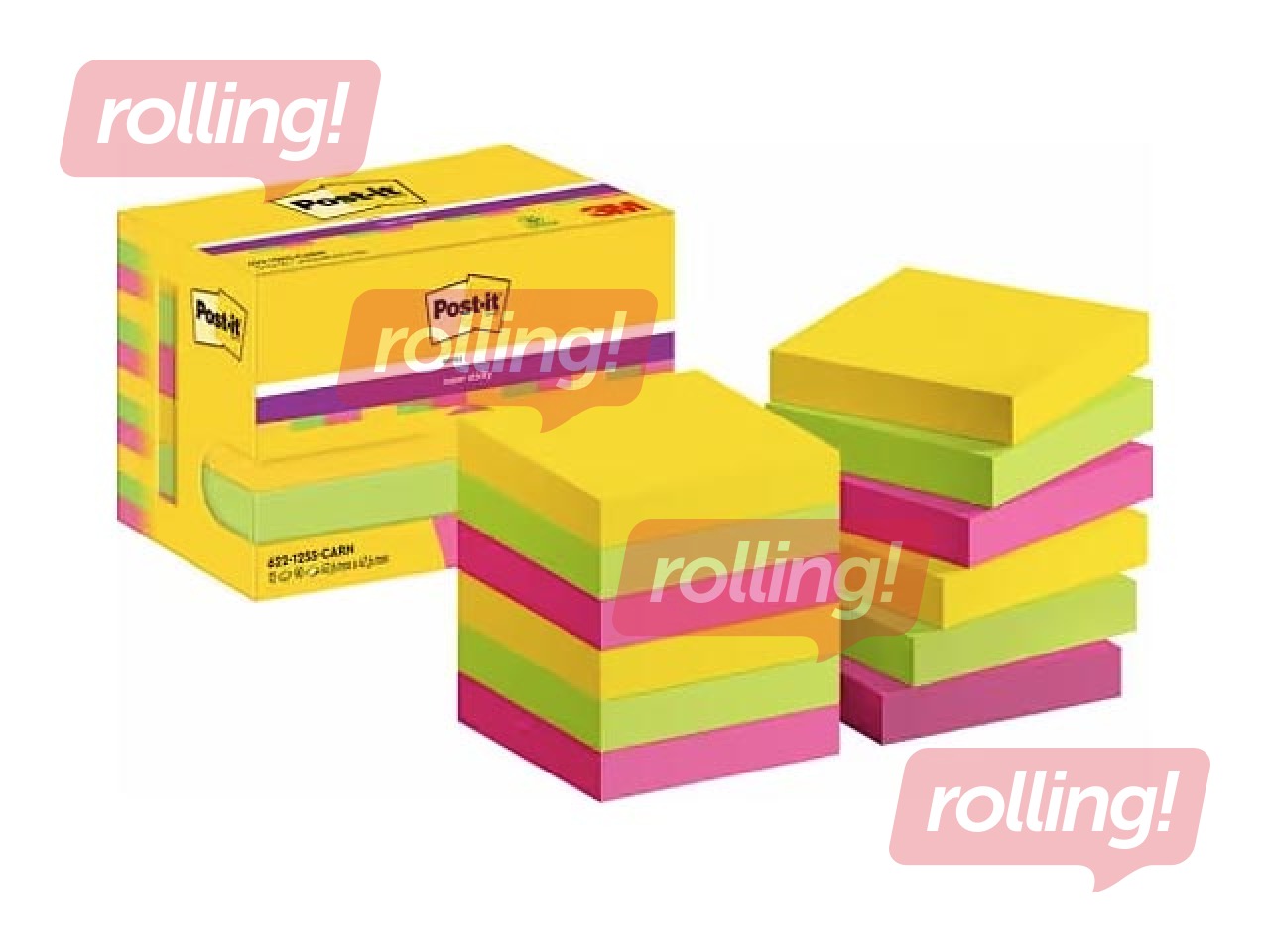 Līmlapiņas Post-it Super Sticky Carnival Cabinet 47.6x47.6mm, 12x90 lapiņas + AKCIJA! Pērc līmlapiņa
