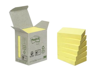 Līmlapiņas Post-it Recycled, dzeltenas, 38x51mm, 6x100 lapiņas