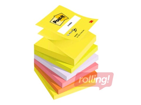 Клейкие листочки Z - типа, Post-it Super Sticky Neon, 76x76мм, 6x100 листов + АКЦИЯ! Купи наклейки 