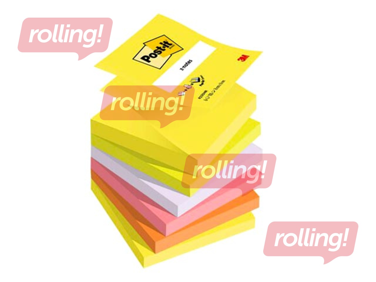 Клейкие листочки Z - типа, Post-it Super Sticky Neon, 76x76мм, 6x100 листов + АКЦИЯ! Купи наклейки 