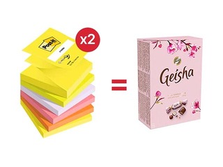 Клейкие листочки Z - типа, Post-it Super Sticky Neon, 76x76мм, 6x100 листов + АКЦИЯ! Купи наклейки 