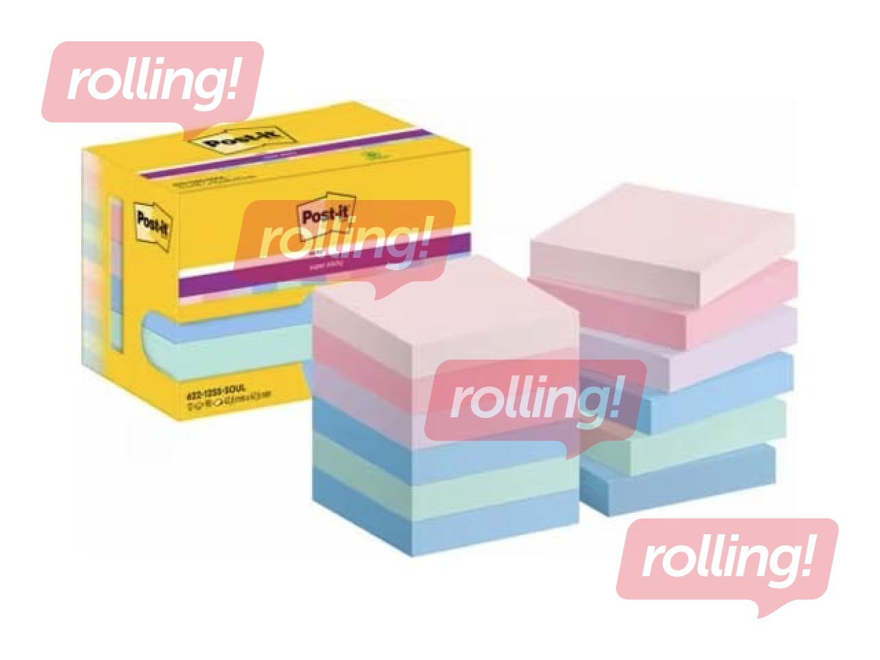 Līmlapiņas Post-it Super Sticky Soulful 47.6x47.6mm, 12x90 lapiņas + AKCIJA! Pērc līmlapiņas un saņe