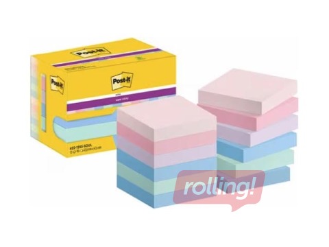 Sticky notes Post-it Super Sticky Soulful 47.6x47.6mm, 12x90 sheets + GIFT! Purchase sticky notes an