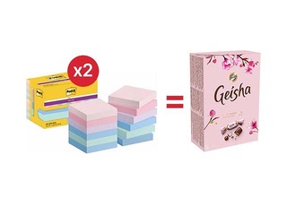 Sticky notes Post-it Super Sticky Soulful 47.6x47.6mm, 12x90 sheets + GIFT! Purchase sticky notes an