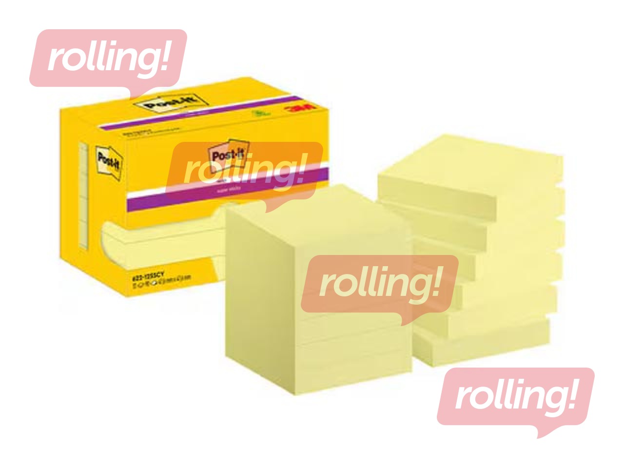 Līmlapiņas Post-it Super Sticky Canary, dzeltenas, 47.6x47.6mm, 90 lapiņas x 12 gab. + AKCIJA! Pēr
