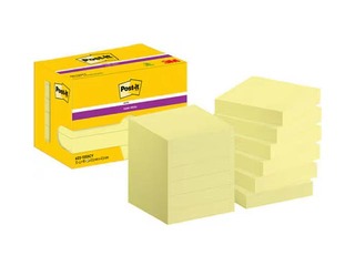 Märkmepaberid Post-it Super Sticky Canary, kollased, 47.6x47.6mm, 90 lehte x 12 tk. + KAMPAANIA! Ost