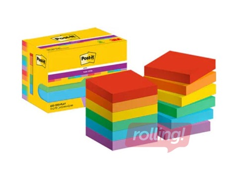 Липкие заметки Post-it Super Sticky Playful, 47.6x47.6мм, 90 листов  x 12 шт. + АКЦИЯ! Купи наклейк