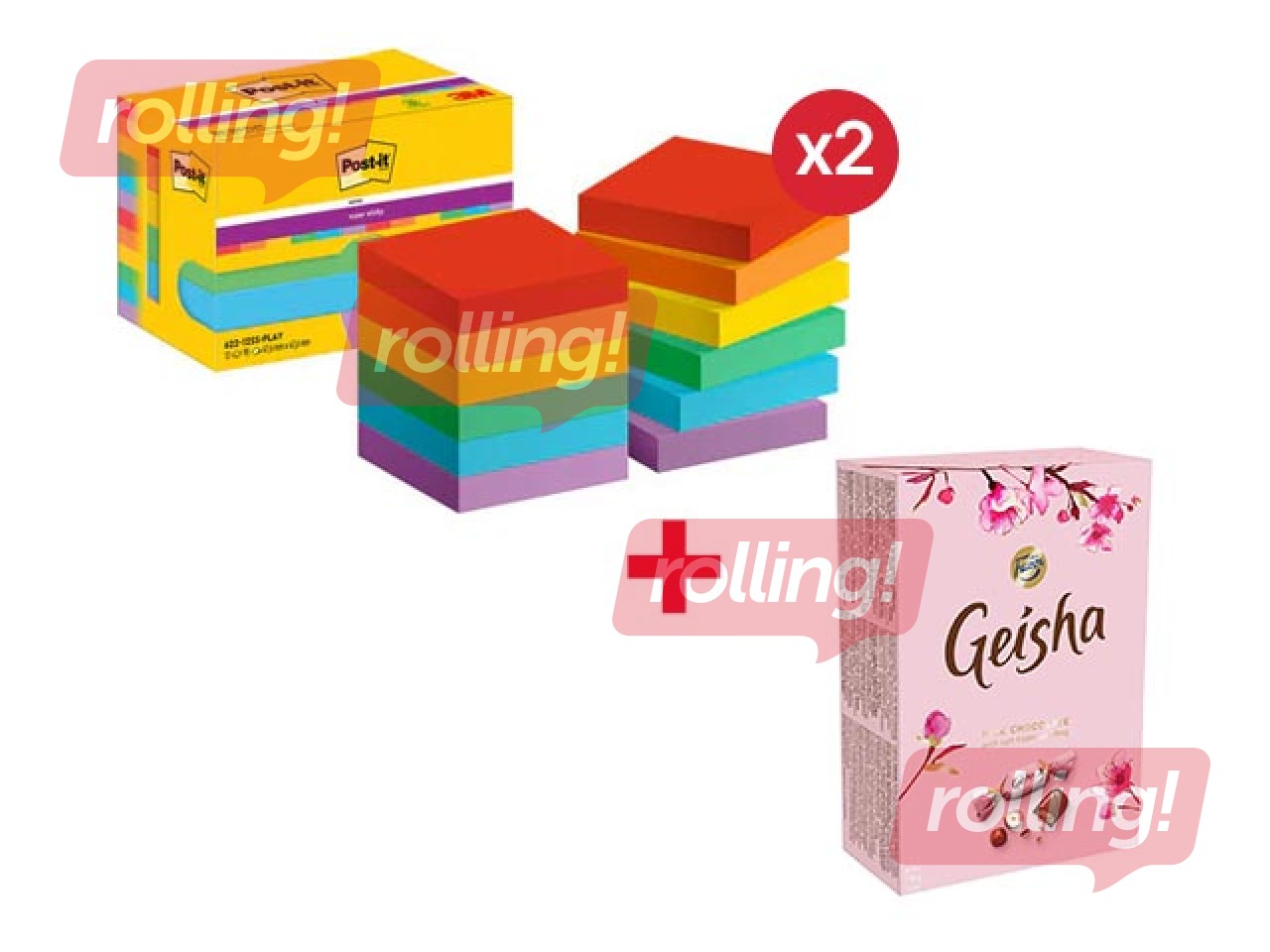 Липкие заметки Post-it Super Sticky Playful, 47.6x47.6мм, 90 листов  x 12 шт. + АКЦИЯ! Купи наклейк