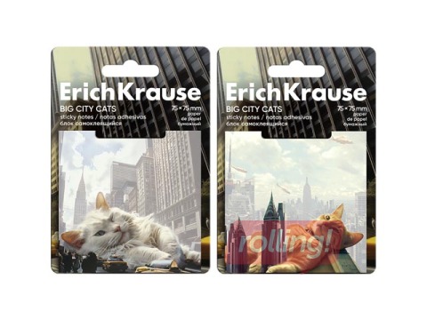 Самоклеящиеся листочки ErichKrause, Big City Cats, 75x75мм, 50 листов