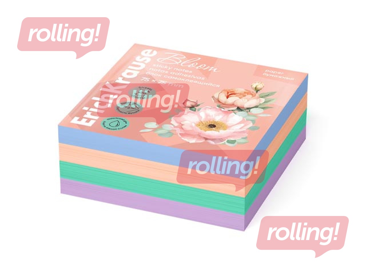 Līmlapiņas ErichKrause, Pastel Bloom, 75x75mm, 400 lapiņas