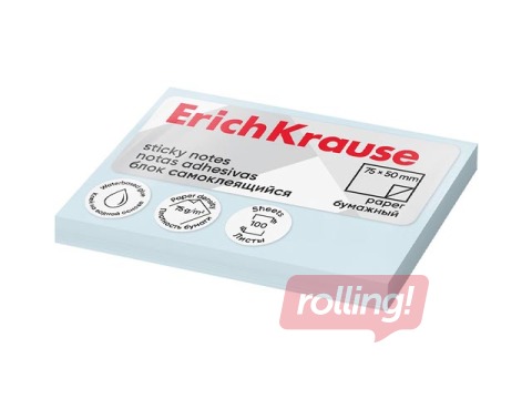 Līmlapiņas ErichKrause, pasteļzilas, 50x75mm, 100 lapiņas