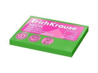 Līmlapiņas ErichKrause, neona zaļas, 50x75mm, 100 lapiņas