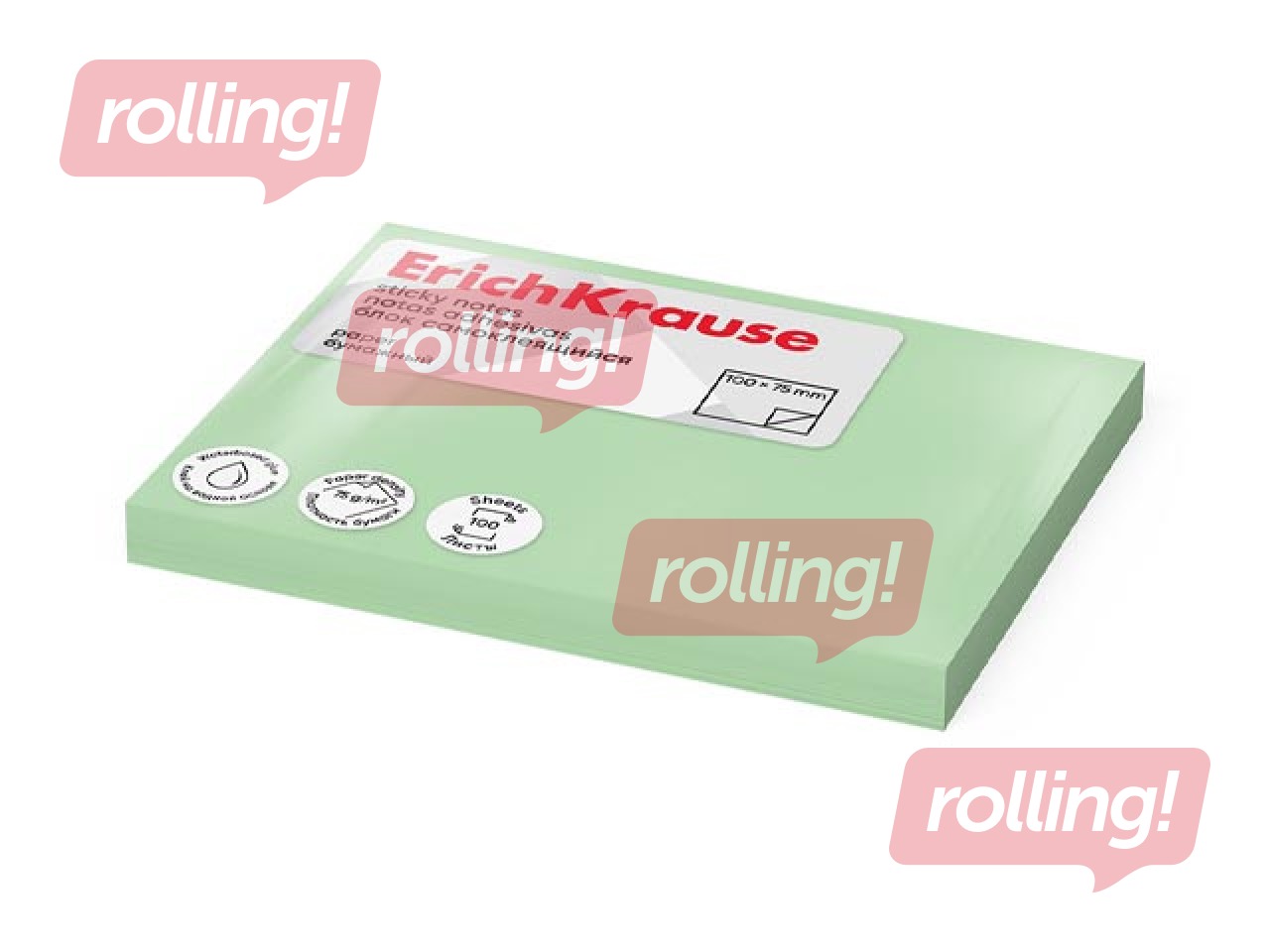 Līmlapiņas ErichKrause, pasteļzaļas, 100x75mm, 100 lapiņas