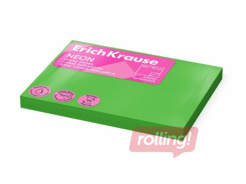 Sticky notes ErichKrause, neon green, 100x75mm, 100 sheets