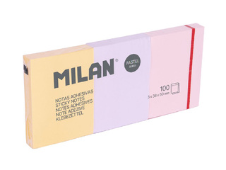 Клейкие стикеры Milan пастельные, 38x50мм, 3x100 листов