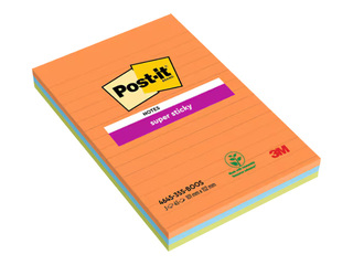 Piezīmju līmlapiņas Post-it Super Sticky Boost Colour, līniju, 101x152mm, 3x45l., dažādas krāsas
