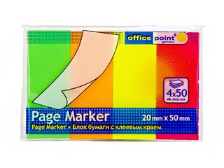 Marķēšanas indeksi papīra Office Point 50x20, 4x50l., dažādas neonkrāsas