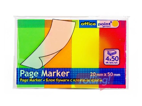 Page marker Office Point, neon mix, 50x20mm, 4x50 sheets