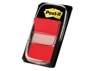 Index tabs plastic Post-it, red, 25.4x43.2mm