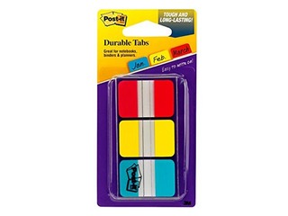 Indeksid Post-it Strong, punane/kollane/sinine, 25x38mm