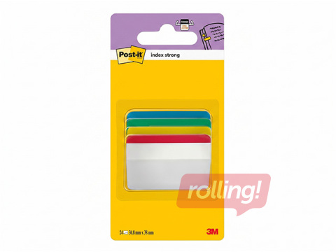 Marķēšanas indeksi Post-it Strong, dažādas krāsas, 50.8x38.1mm