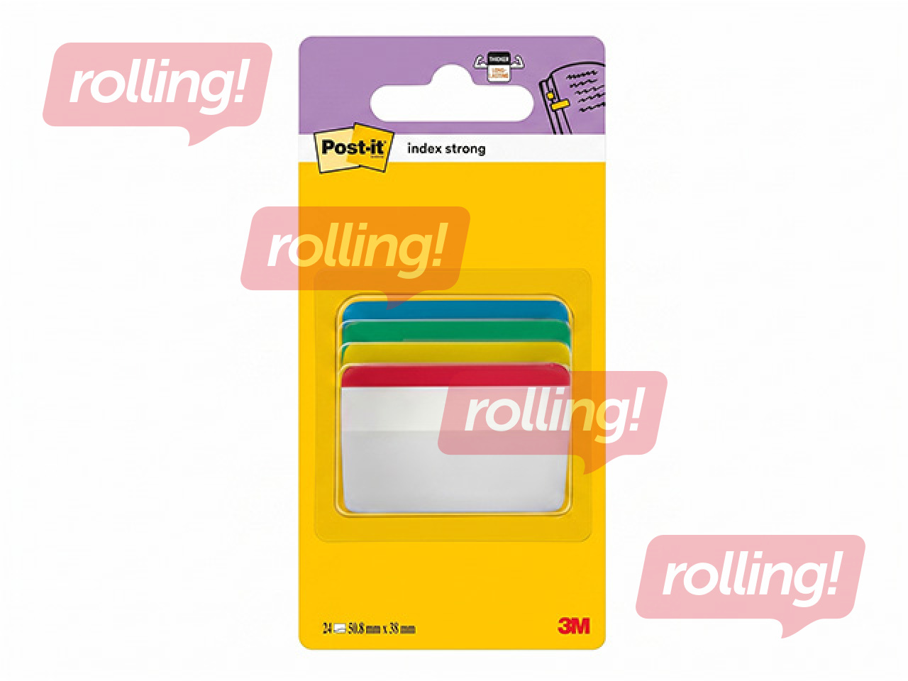 Marķēšanas indeksi Post-it Strong, dažādas krāsas, 50.8x38.1mm