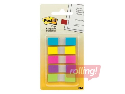 Индексы пластиковые Post-it, ассорти цветов, 12x43мм, 5x20 листков
